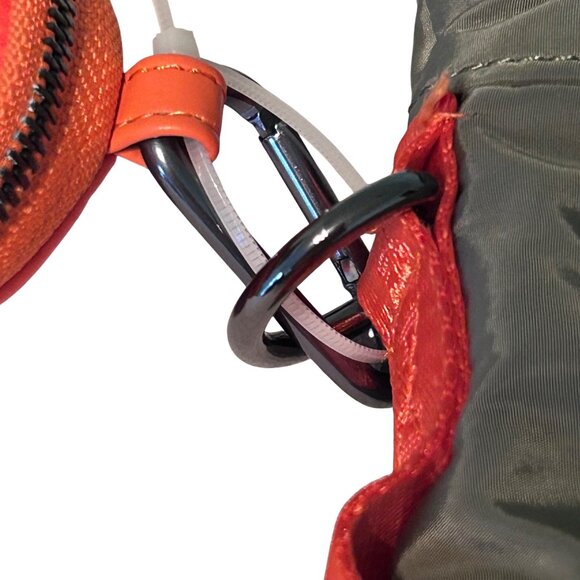 Steve Madden Bcassy Olive Orange Nylon Drawstring Backpack Sling bag Coin Pouch - Picture 3 of 7